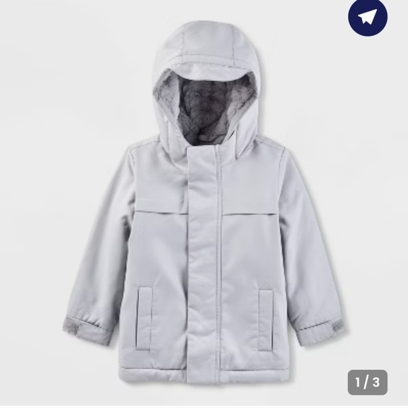 🍵 Cat & Jack Light Gray Toddler Playground Parka Jacket - Picture 1 of 6